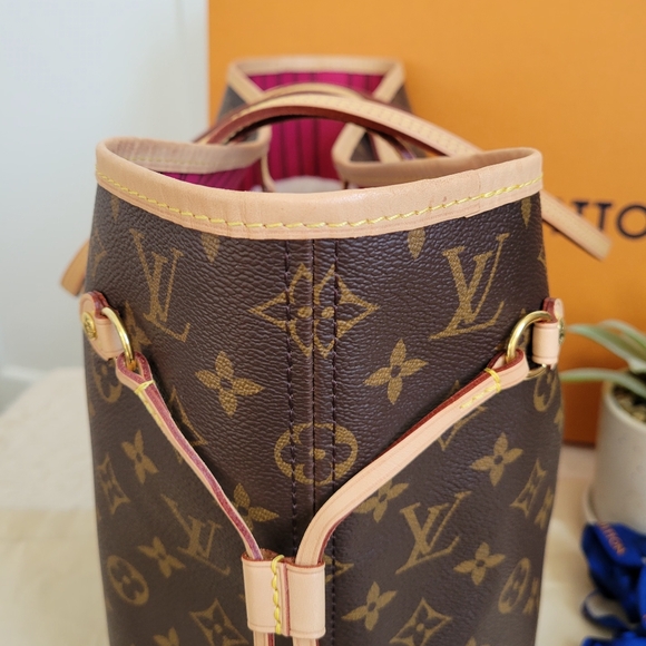 💕CLASSIC Louis Vuitton Neverfull MM Monogram "PEONY/Hot Pink Interior" Tote Bag - Picture 9 of 16